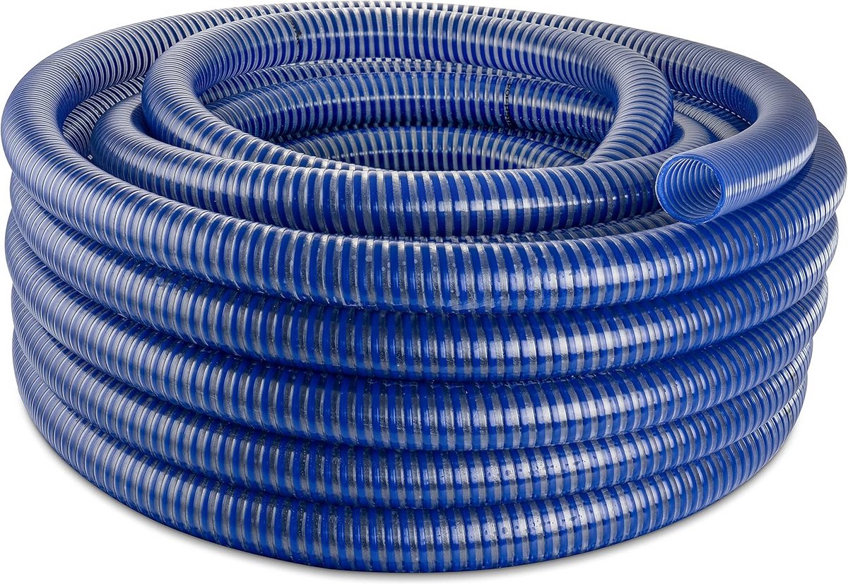 Zuigslang Spiral - Waterpomp Slang - Water Verplaatsen - UV Bestendig - 25 Meter - Blauw Transparant