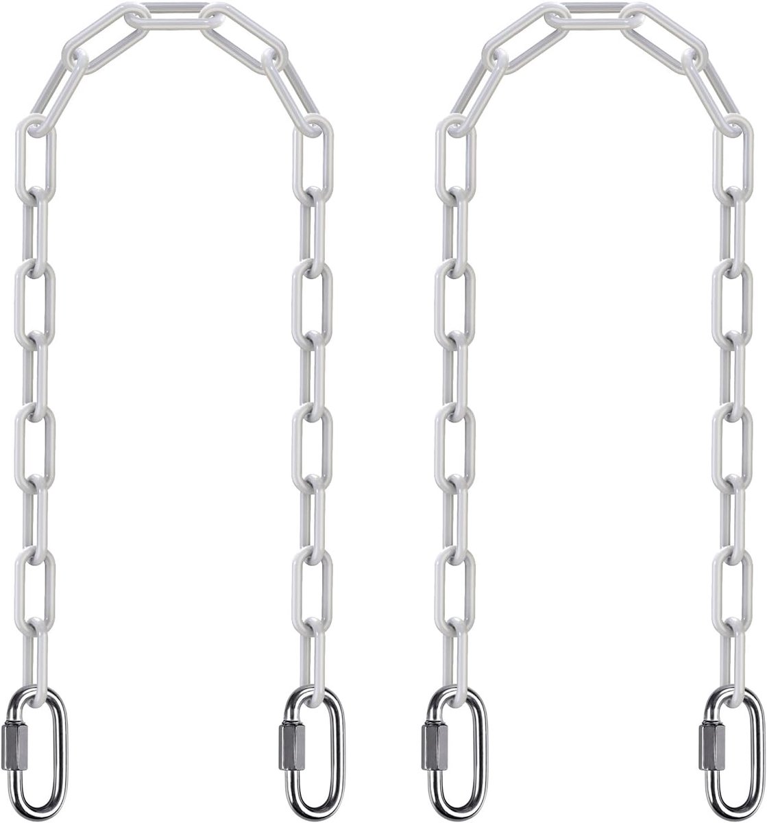 Hangende Kettingen Set - Schommel Ophangset - Veilig Ophangen - Met Kunststof Coating - 2x 100 cm - Wit