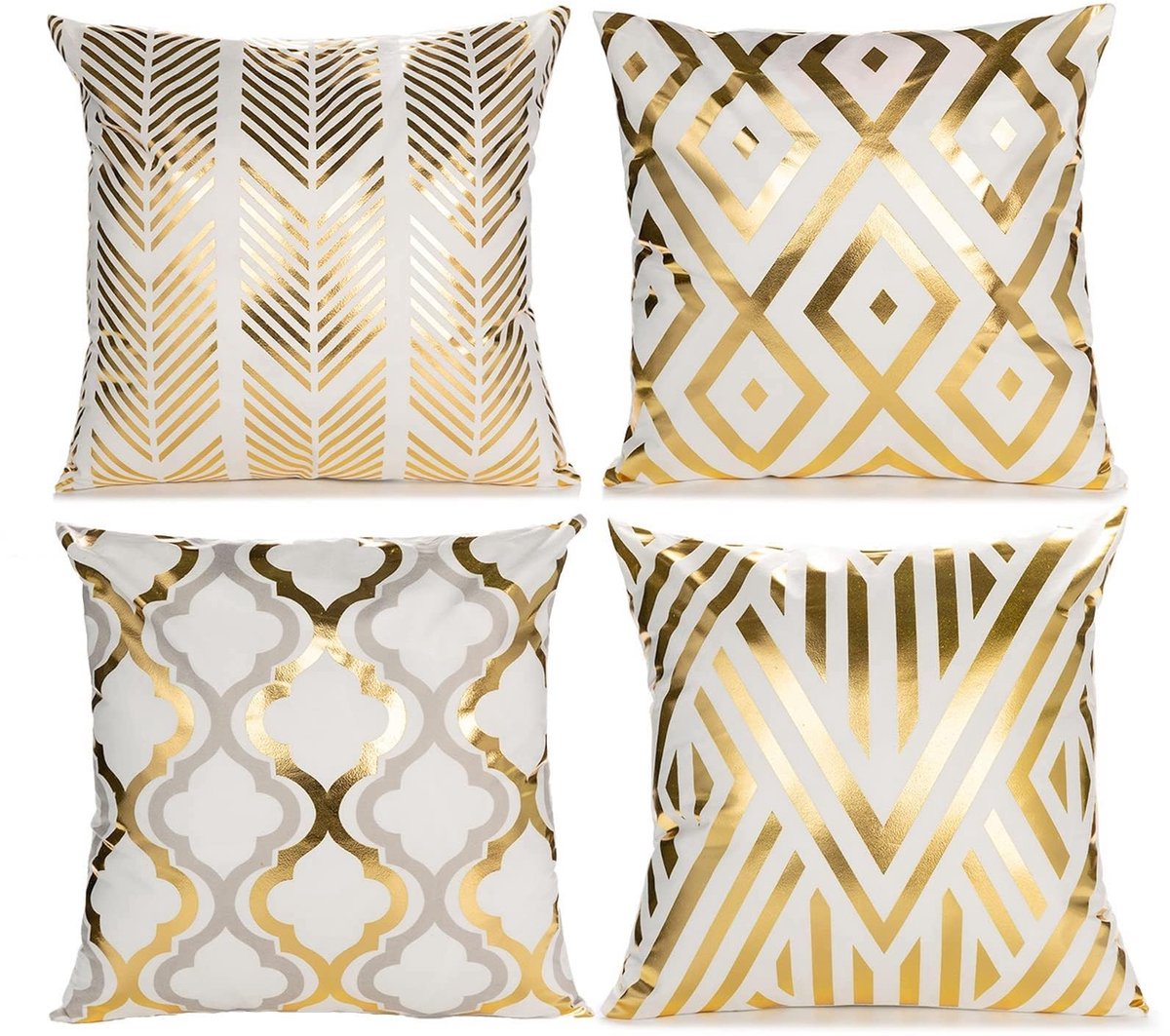 Dailygoods- Kussensloop 45x45 cm - Fluwelen Kussenslopen - Set van 4 - Dubbelzijdig Design - Geometrische Patronen - Hoogwaardig Fluweel - Kussenhoes
