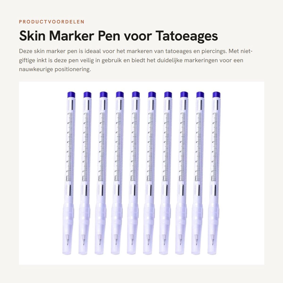 Dailygoods- Skin Marker - 10 Stuks - Niet-giftige Inkt - Hygiënisch - Waterdicht - Voor Tatoeages/Piercings - Fijne Punten voor Nauwkeurige Lijnen - Tatoeagemarker