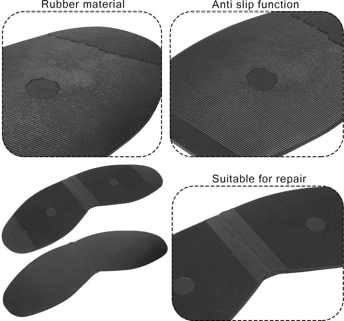 Dailygoods- Schoenen Rubberen Slijtvaste Buitenzolen - Handgemaakte Schoenen - Reparatie Halfzool Pad - Schoenenbodem Repareren - Dames/Heren Schoenen - Comfort en Ondersteuning - Zool