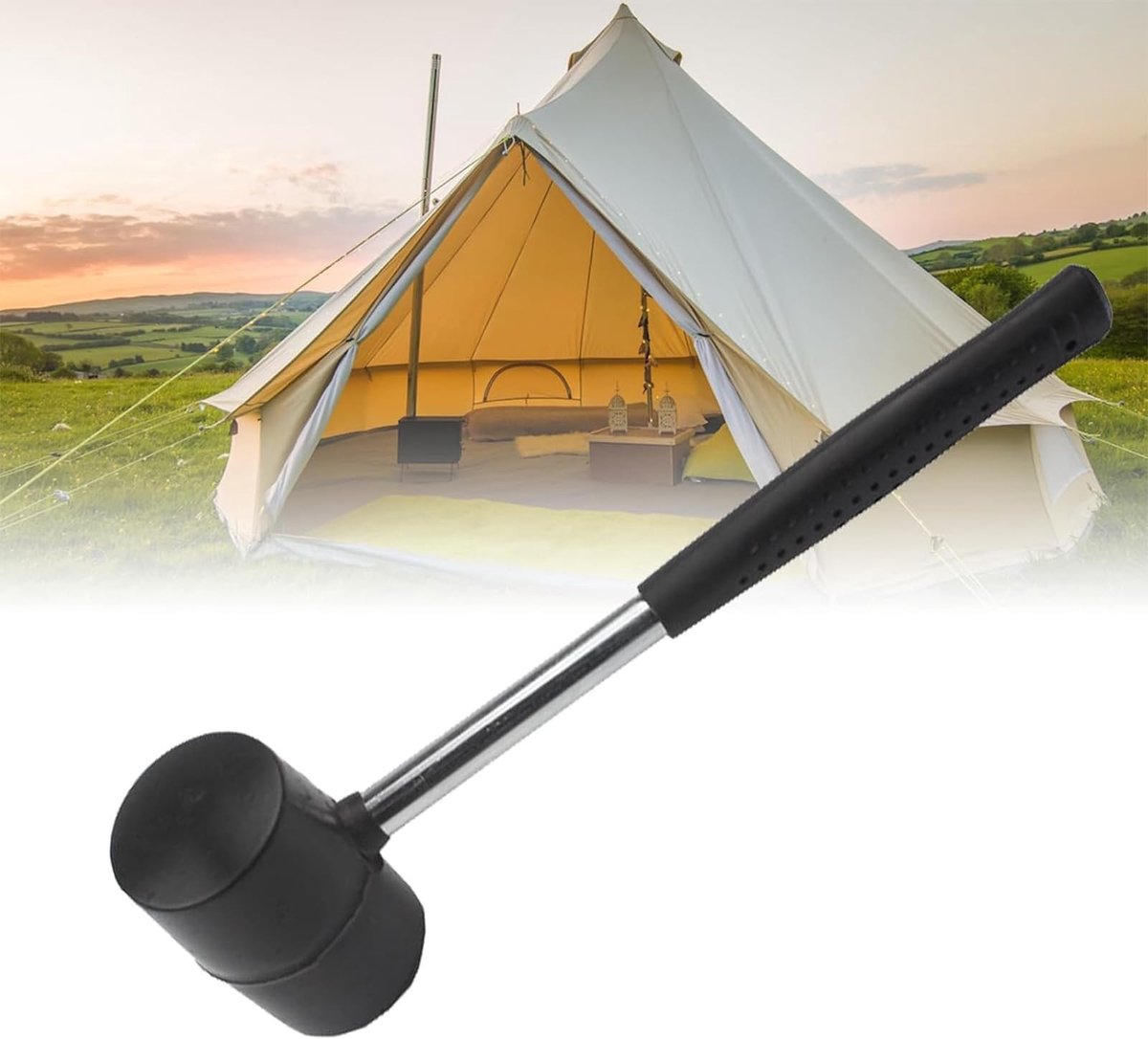 Dailygoods- Rubberen Hamer 300 g - Campinghamer - Zachte Hamer - Handwerk - Doe-het-zelvers - Outdoor-accessoires