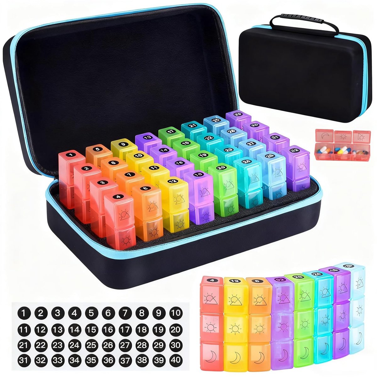 Dailygoods - Maandelijkse Pillendoosorganizer - Draagbare Pillendoos met 32 Compartimenten