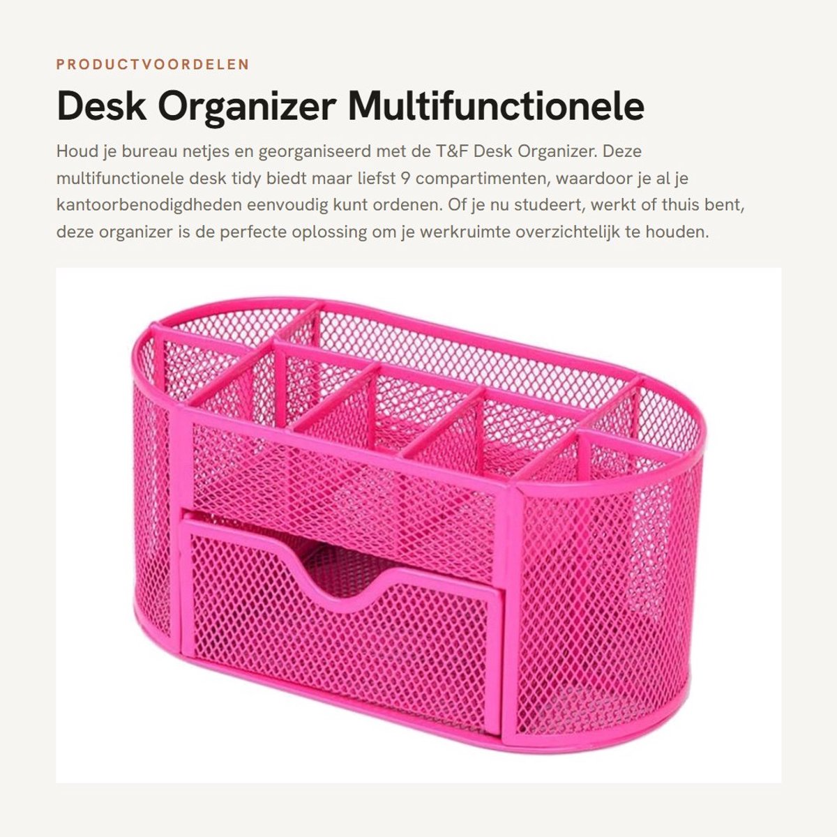 Dailygoods- Bureau Organizer Hoogwaardige Kwaliteit - Bureau Organizer met Vakken - Bureau Organizer met Lades - Bureau Organizer Hout - Bureau Organizer Zwart - 8 Compartimenten en 1 Ruime Lade - Bureauaccessoire