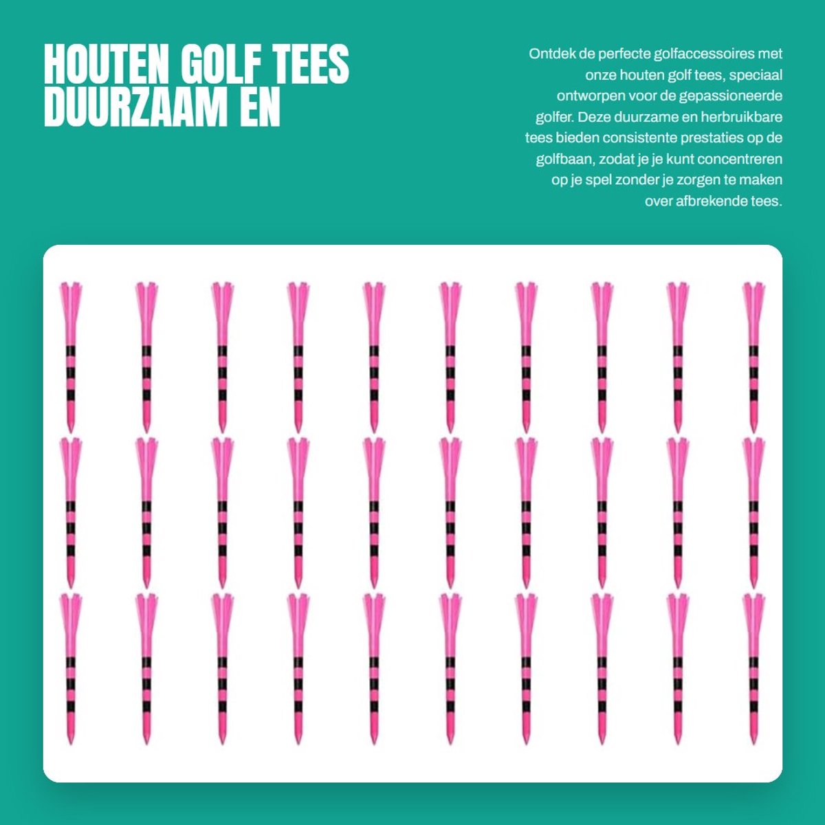 Dailygoods- Golf Tees Duurzaam - Verstelbare Hoogte - Houten Golfaccessoires - Herbruikbaar - Stevige Grip - Optimale Prestaties