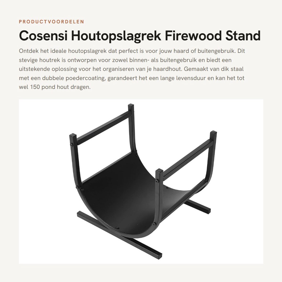 Dailygoods- Houtopslag - Brandhoutrek - Houtrek buiten - Houtberging - Stabiele constructie - Tot 68 kg hout opslag