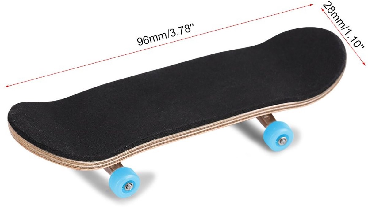 Dailygoods- Fingerboard Mini Skateboard - Esdoorn Houten Deck - Nikkellegering Wielen - Schokabsorberend - Inclusief Schuimtape - 96 x 28 mm