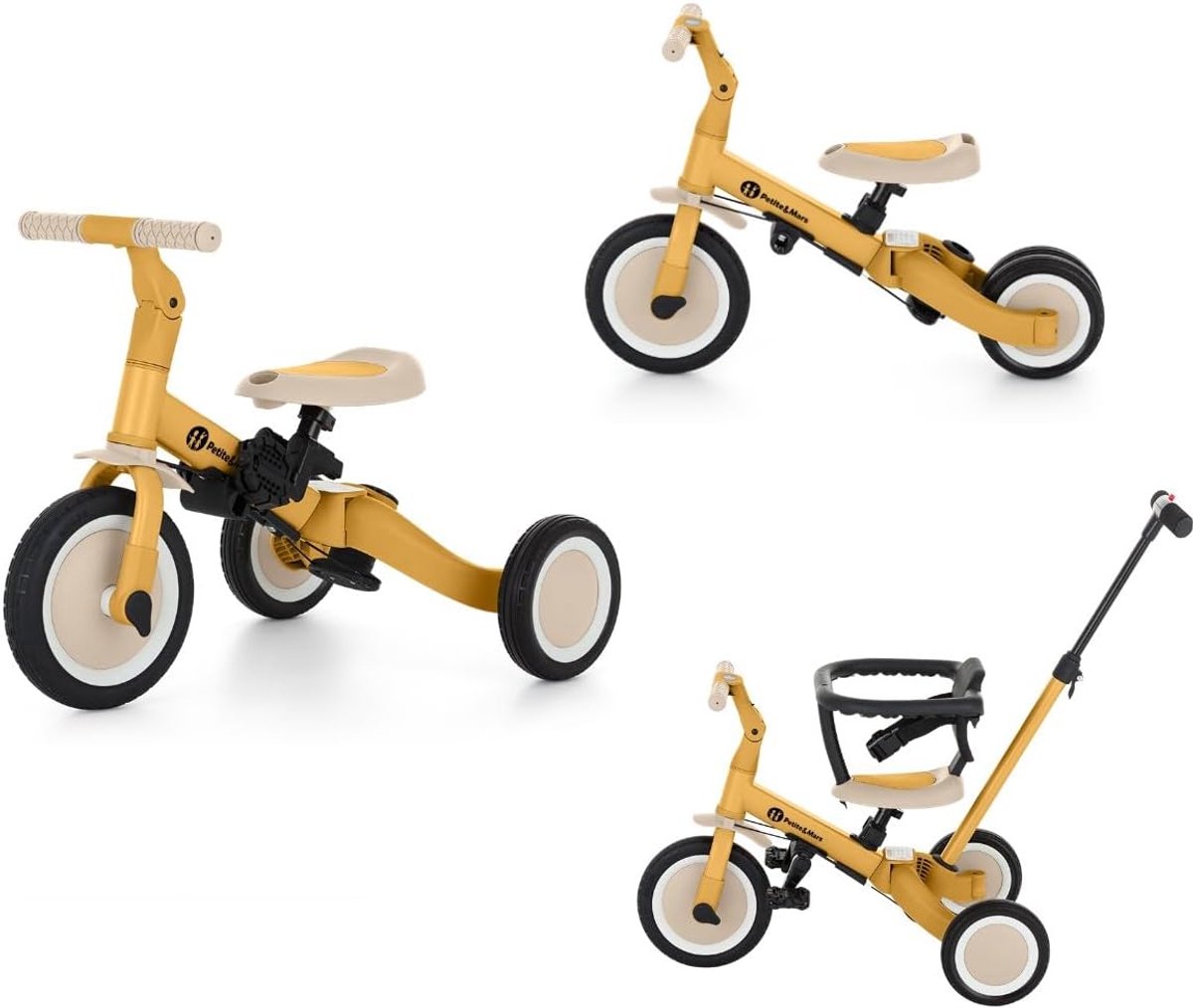 5-in-1 Driewieler - Loopfiets Glijauto - Kind Ontwikkeling - Groeit Mee Met Kind - 67 x 46 cm - Intense Oker