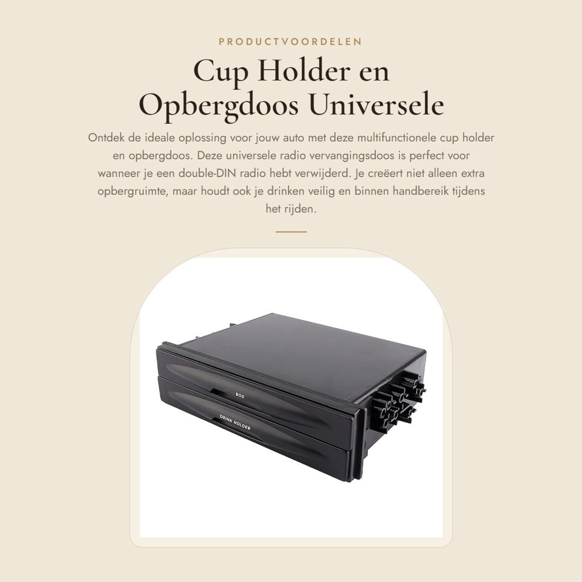 Dailygoods- Bekerhouder Auto - Universele Opbergdoos - Kunststof - Zwart - 175mm x 125mm x 45mm - Hoogwaardige Constructie - Autohouder