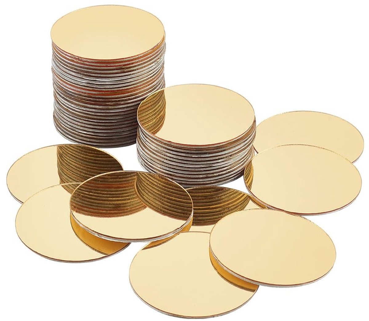Dailygoods- Spiegelcirkels 50 stuks - Gouden Acryl - Zelfklevend - 4,5 cm - Muurstickers - Ambachtelijke Decoratie - Spiegeltegels