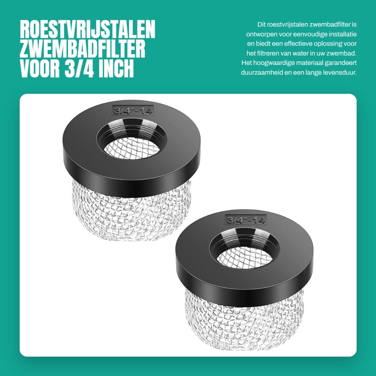Dailygoods- Zwembadfilter Eenvoudig te Installeren - Roestvrij Staal - Filterdraad - Beluchters - Zeef - Geschikt voor Aquatische Ecosystemen - Filterzeef
