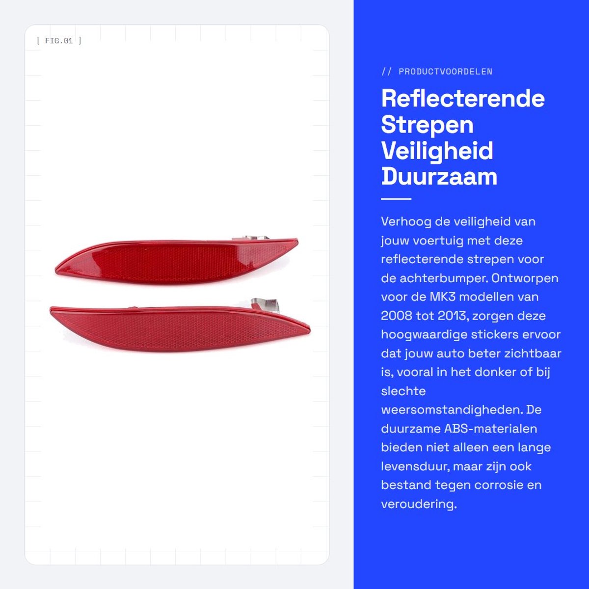 Dailygoods- Reflecterende Stickers - Hoogwaardig ABS-materiaal - Reflectoren - Verbeterde Rijveiligheid - Slank/Aerodynamisch Design - Eenvoudig te Bevestigen - Bumperreflector
