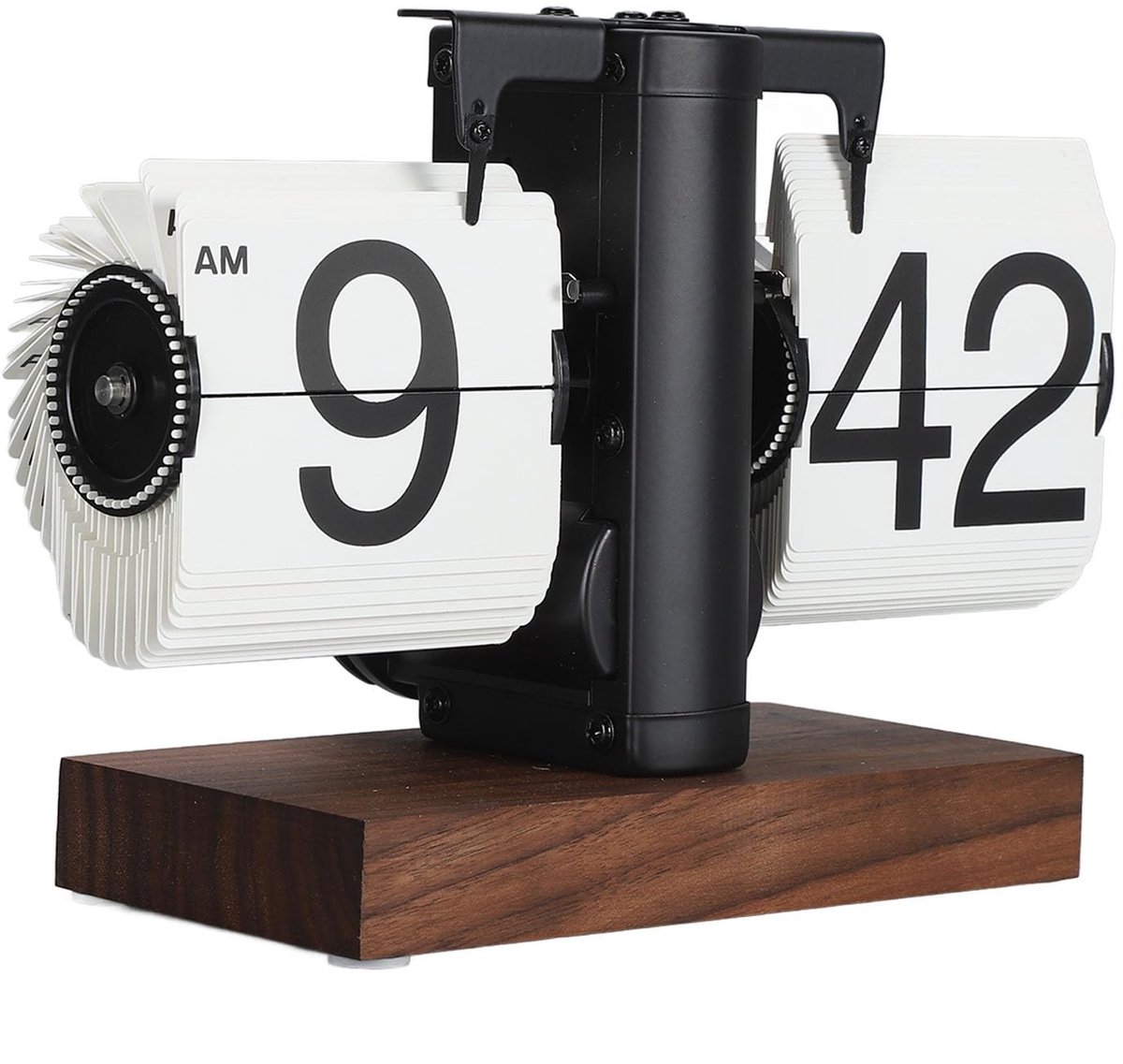 Dailygoods - Retro Flipklok - Grote Cijfers - Automatisch Mechanisch - Zwart - Woonkamer Studeerkamer Kantoor - 304 Roestvrij Staal