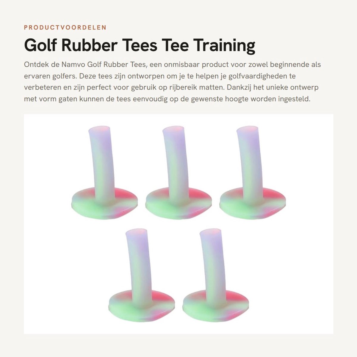 Dailygoods- Golf Tees 5 Stuks - Rubber Tees - Rijbereik - Tee Houder - Duurzaam - Hoogte 88 mm - Diameter 53 mm - Golf Accessoires