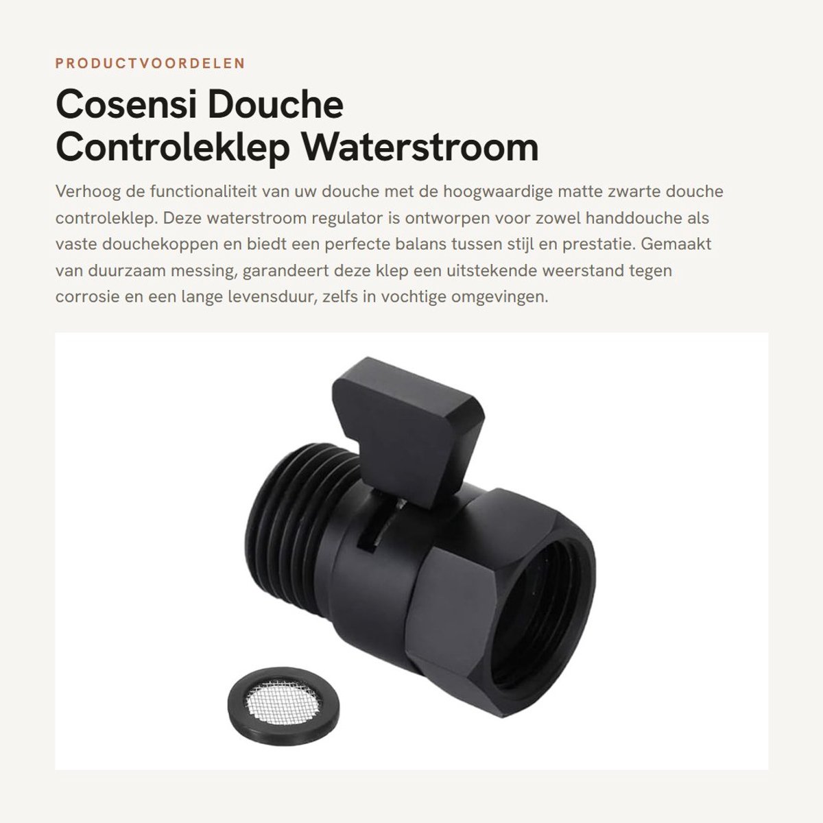 Dailygoods - Douche Controleklep - Waterstroom Regulator - Voor Douchekop - G1/2 Inch - Matte Zwarte Afwerking - Efficiënte Waterbesparing - Geschikt...