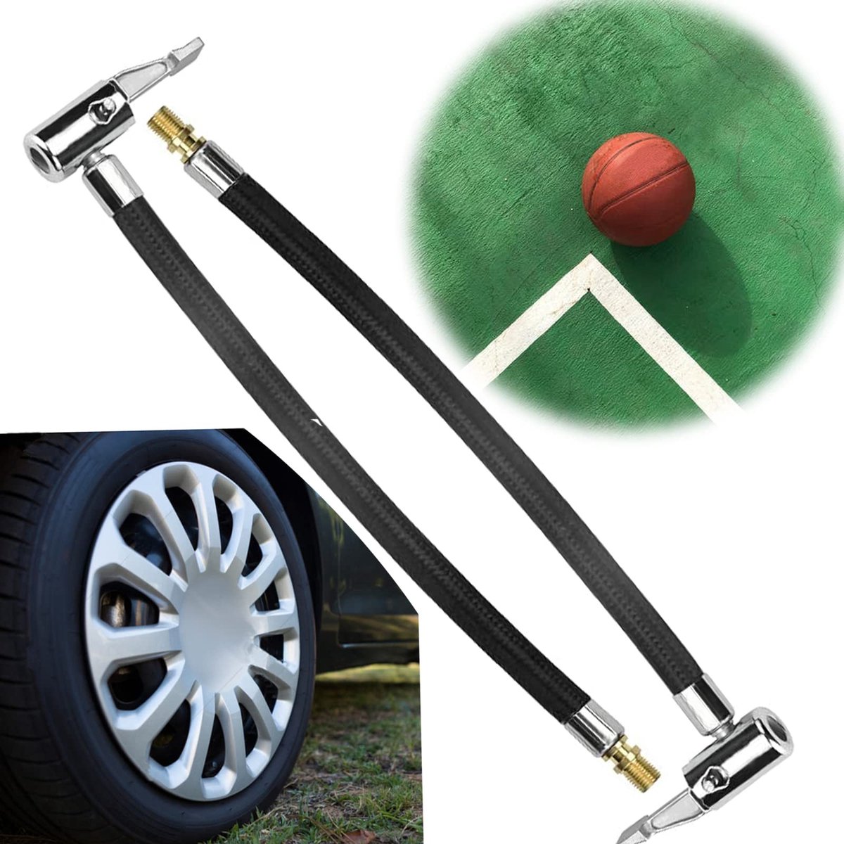 Dailygoods - Luchtpompverlengslang - Slangadapter voor bandenpomp - 23,5 cm - Reserveslang voor auto-luchtpomp - Ideaal voor autobezitters - Handig vo...