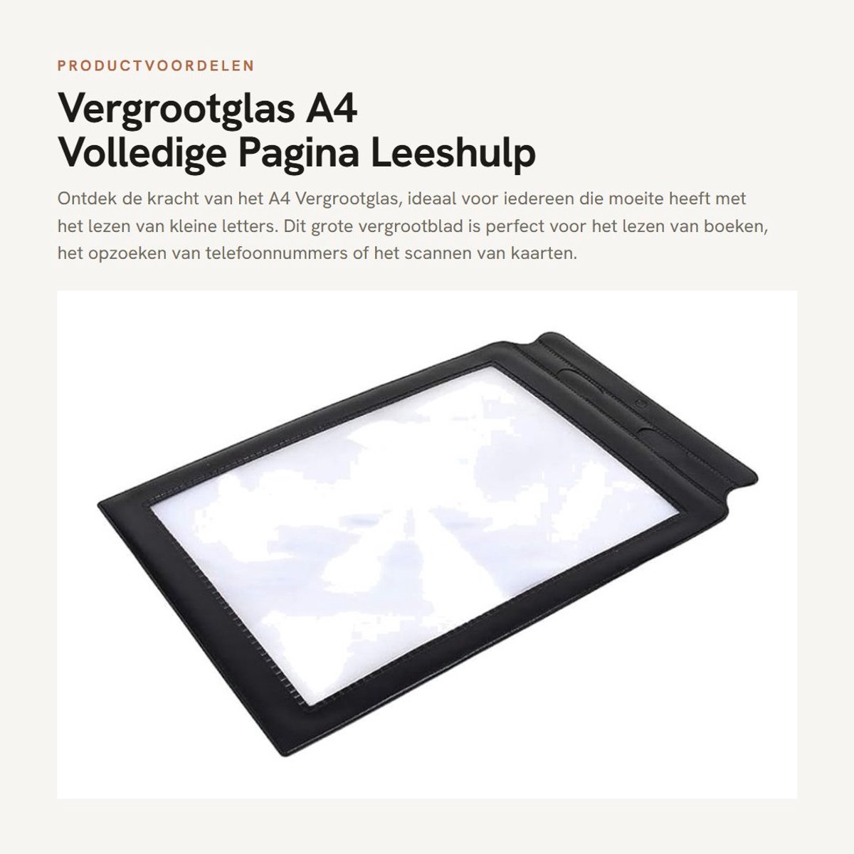 Dailygoods- Vergrootglas Groot Paginagroot - Vergrootblad - Leeshulp - Flexibel Plastic - Zwart Frame - 32 x 21 cm