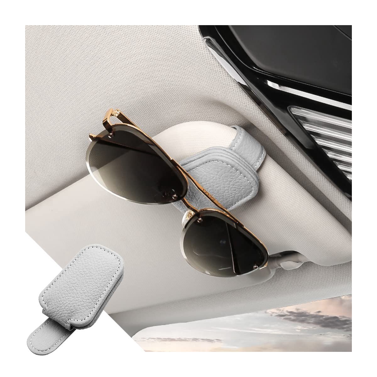 Dailygoods - Magnetische Brilhouder voor Auto van Leer met Eenvoudige Installatie