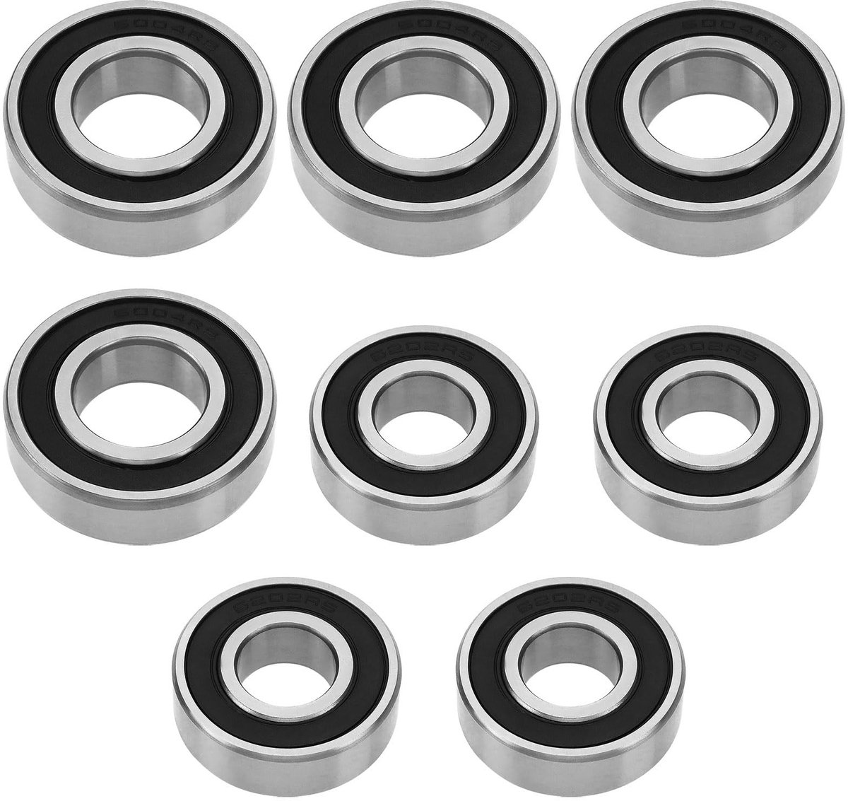Dailygoods- Wiellagers Set 8 Stuks - Vervangingsdeel 6004-2RS-C3/6202-2RS-C3 - Compatibel met Erde 100/101/107/120/121/122/127 - Duurzaam Lagerstaal - Schokbestendig en Slijtvast - Kogellagers