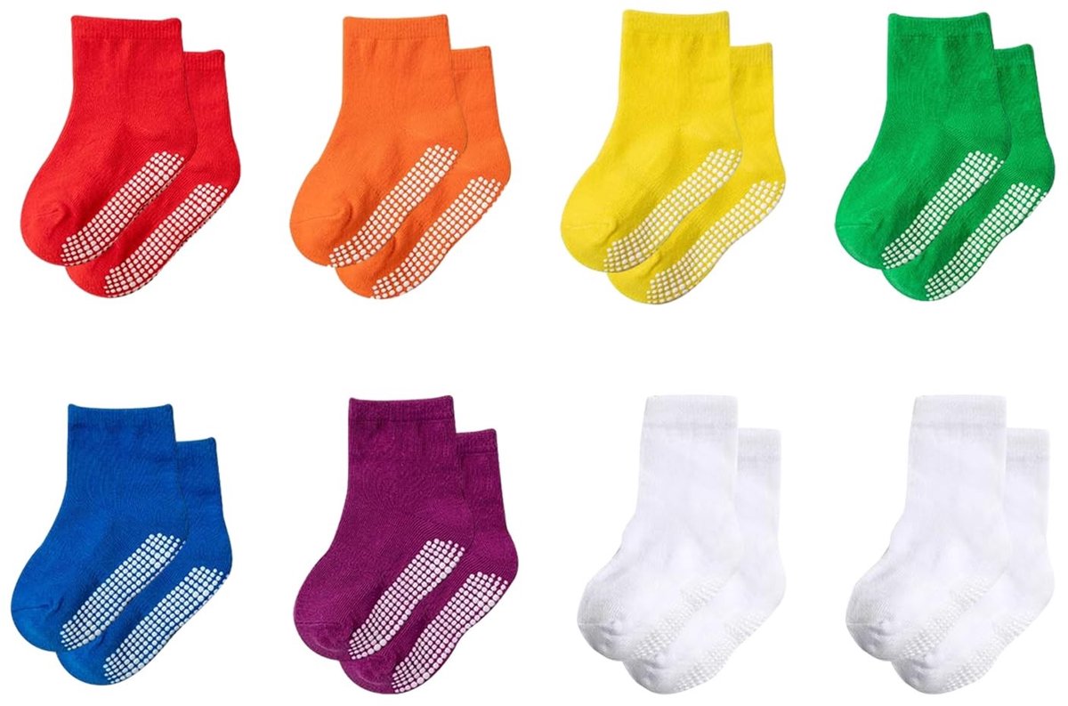 Dailygoods- Thermische Sokken Antislip - Kindersokken L-Maat - 8 Paar - Geschikt voor Kinderen 3-5 Jaar - Katoen - Diverse Kleuren
