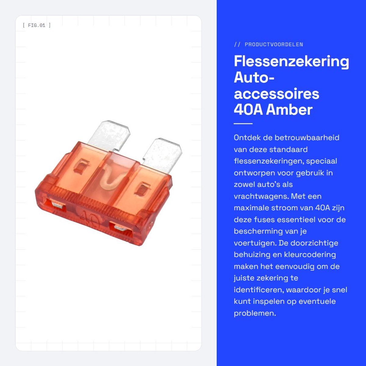 Dailygoods - Flessenzekering - Auto-accessoires - 40A - Amber - Vervangfuses - Voor auto en vrachtwagen