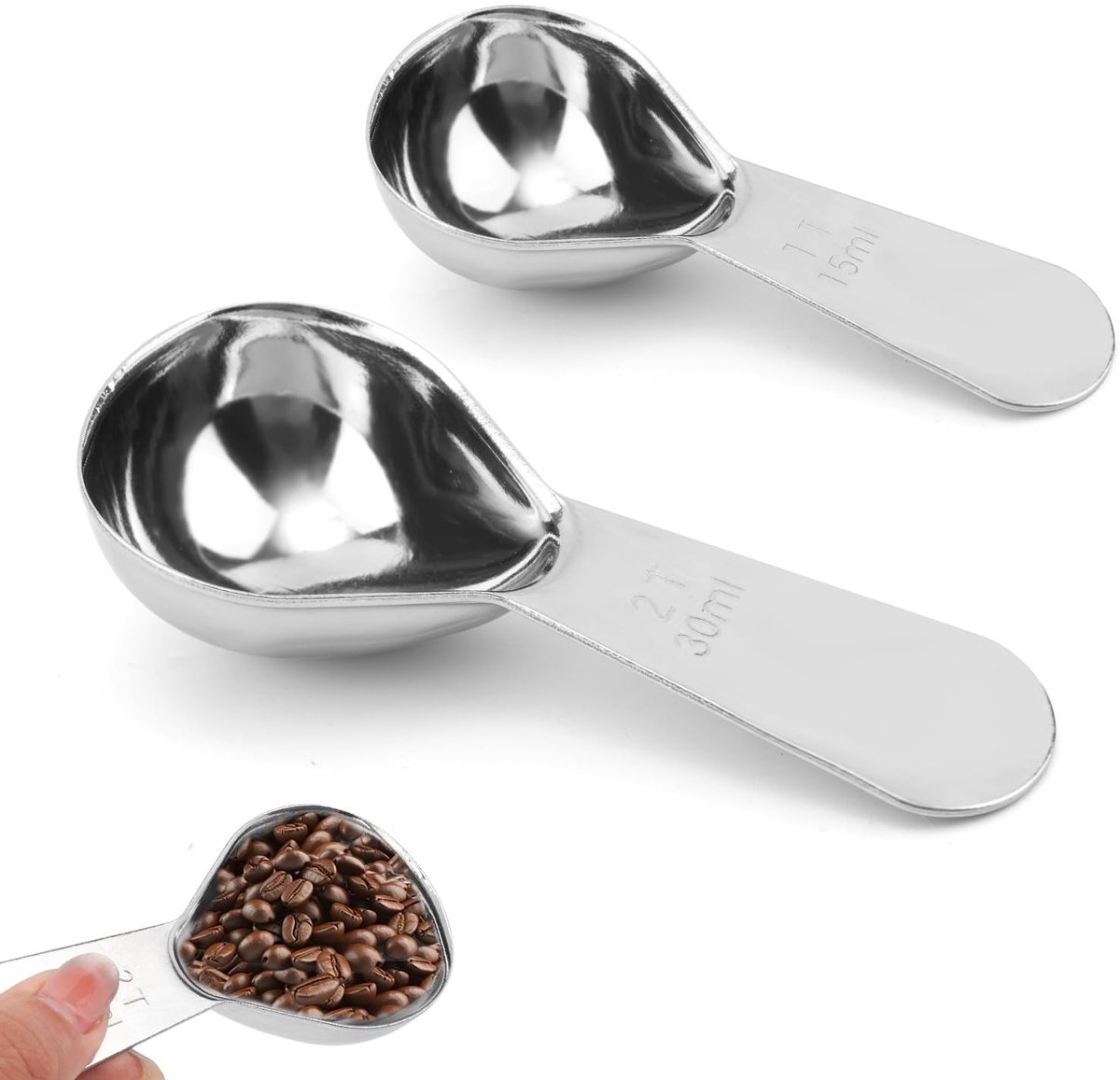 Dailygoods- Maatlepel Set 15ml/30ml - Roestvrij Stalen Lepels - Eetlepels - Koffielepels - Geschikt voor Thee/Suiker - Duurzaam en Sterk - Lepel