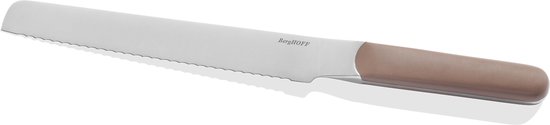 Foto: Berghoff home elements broodmes 21 cm gekarteld taartmes baguettemes voor brood cake meloen vlijmscherp rvs ergonomisch handvat vaatwasbestendig mes aubergine