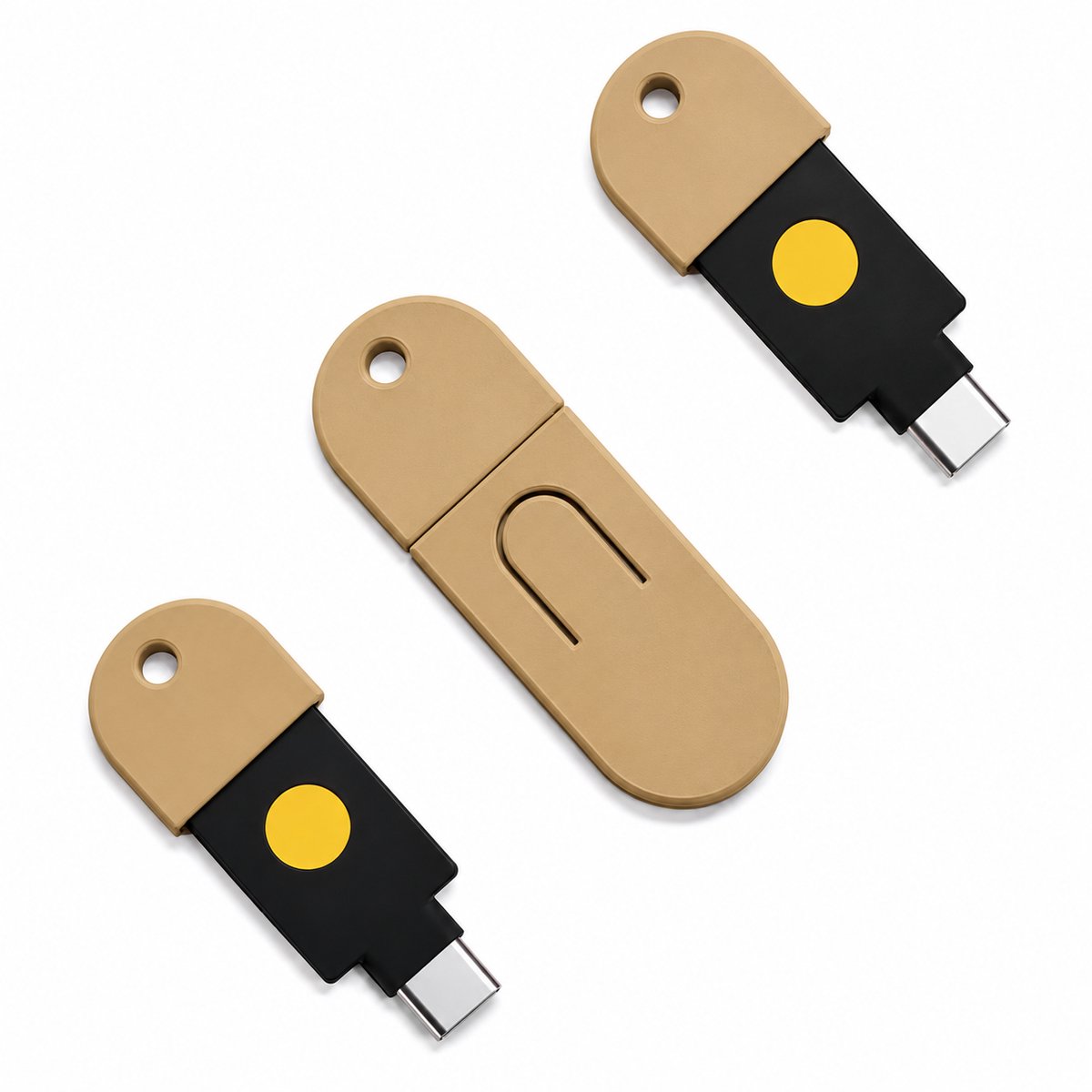 YubiKey 5C NFC Beschermhoes Sleutelhanger - YubiKey Case - YubiKey Cover - USB C Security Key Case - NFC USB-C Protector Voor YubiKey 5C NFC - Krasbestendige Opbergcase Voor Sleutelbos En Zakgebruik - 2FA Security Key Holder - Oak