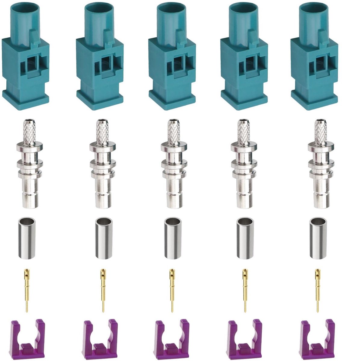 Dailygoods - Dailygoody - Fakra mannelijke antenne-connectoren - Antenne-adapters - Eenvoudig te gebruiken - 5 sets - Reparatie en montage - Geschikt voor autokabe