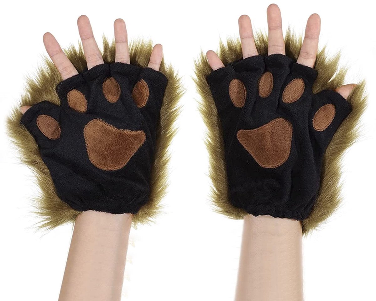 Dailygoods - Dailygoody - Dames Winterhandschoenen - Leuke Cartoon Dier Pluche Wanten - Halve Vingerhandschoenen - Warm en Comfortabel - Ideaal voor Lente en Herfs