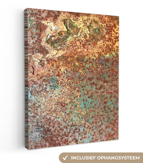 Canvas schilderij 120x160 cm - Wanddecoratie Kleuren - Metaal - Roest - Structuur - Abstract - Muurdecoratie woonkamer - Slaapkamer decoratie - Kamer accessoires - Schilderijen op canvas