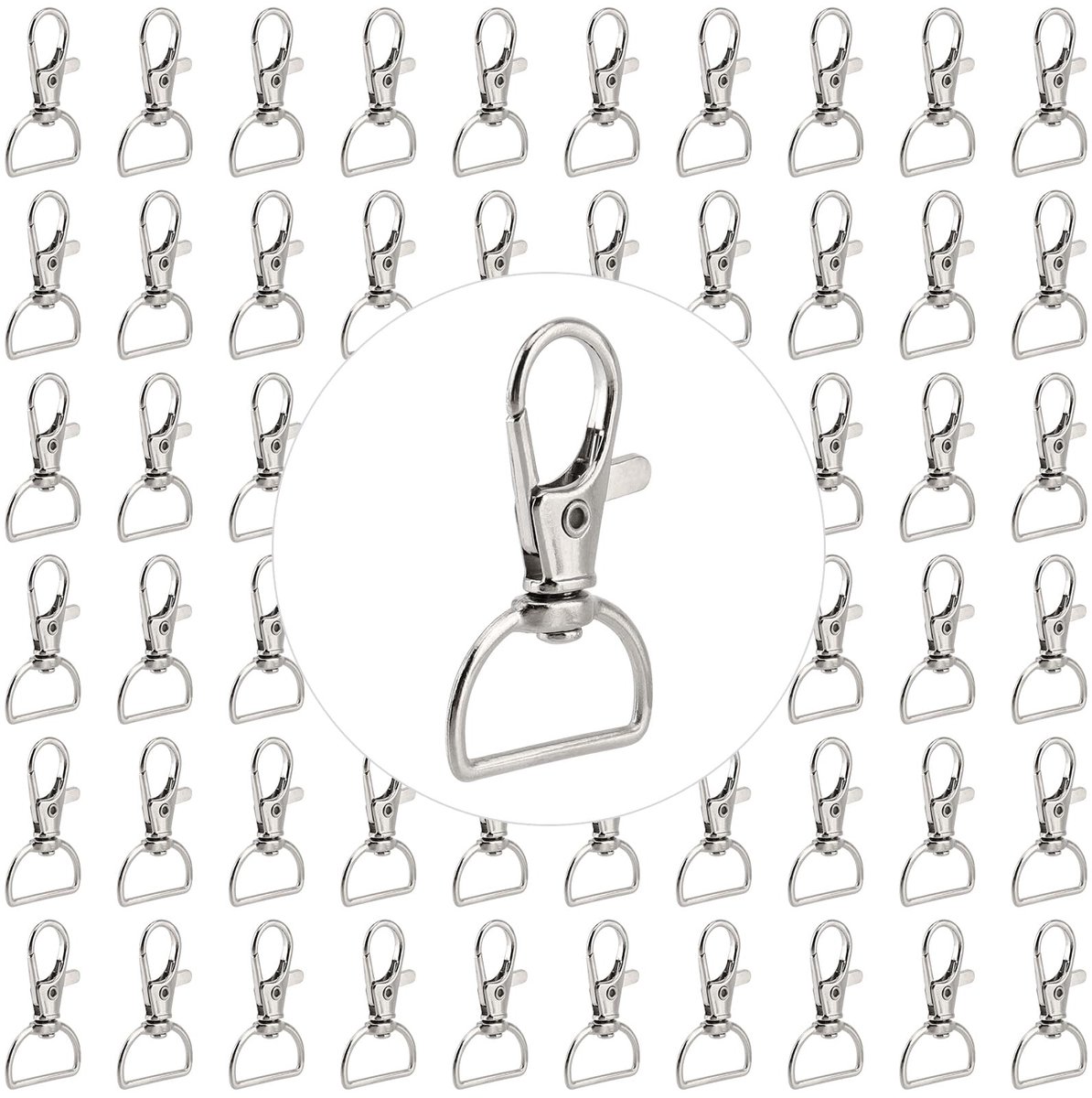 Dailygoods - Dailygoody - Sleutelhangers - D-ring - Lichtgewicht en praktisch - Zilver - Karabijnhaak - Voor sieraden en sleutels - 60 stuks