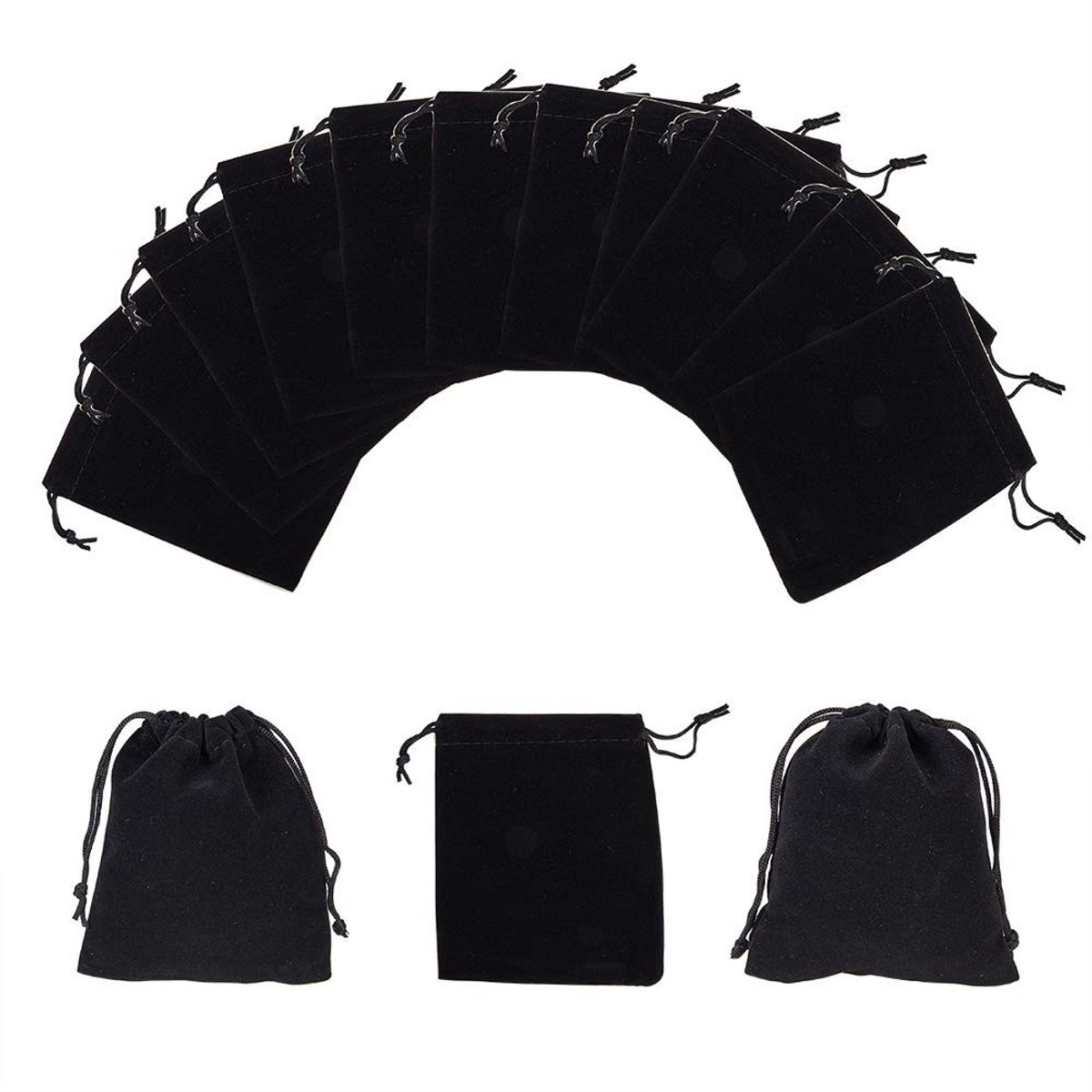 Dailygoods - 50 Stuks Zwarte Fluwelen Koordzakken voor Sieraden