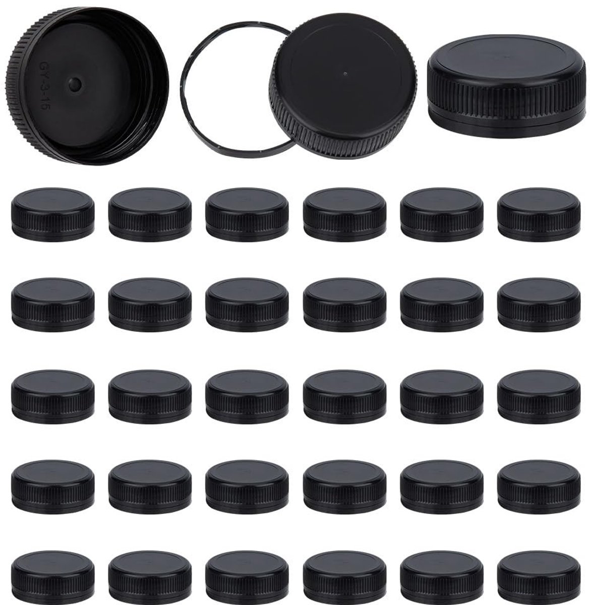Allecto - Plastic flessendoppen - Vervangende schroefdoppen - Zwart