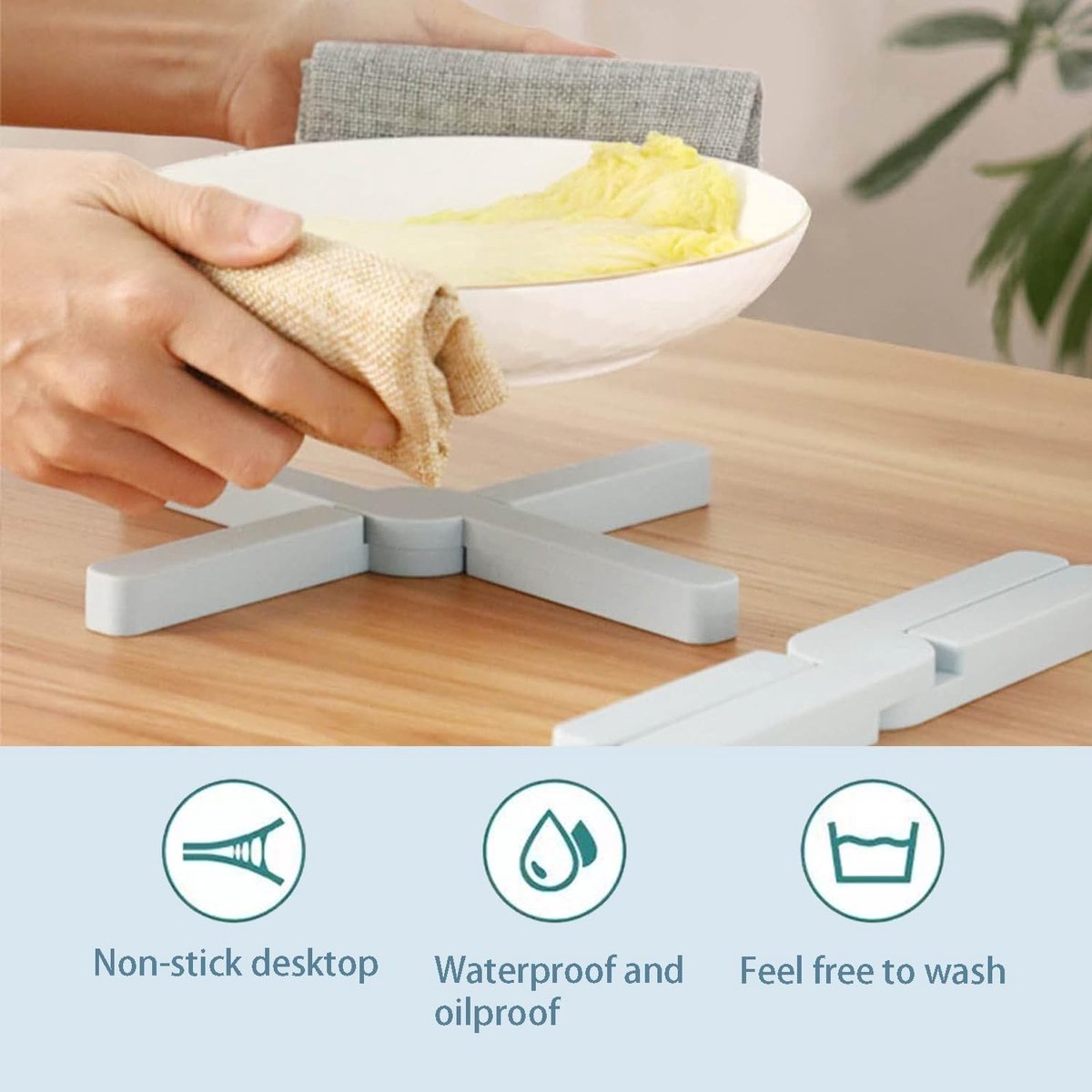 Dailygoods - Set van 3 Opvouwbare Siliconen Onderzetters voor Hete Potten