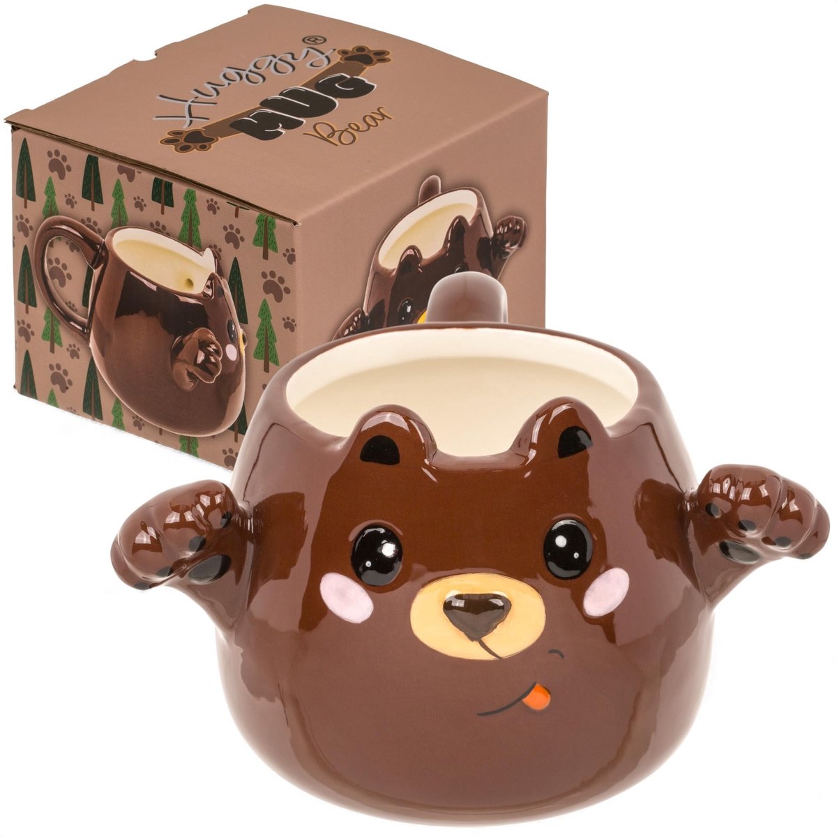 Dailygoods - Huggy Mok 450 ml met Armen en Kawaii Ontwerp (Beer)