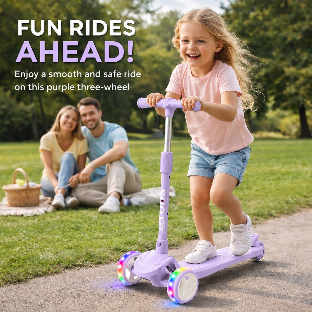 Suotu Kinderstep - Step - 3 Lichtgevende Wielen - EXTRA BREEDE WIELEN - Step 3+ Jaar tot 50kg - Speelgoed Jongens/Meisjes - Lichtpaars — afbeelding 2