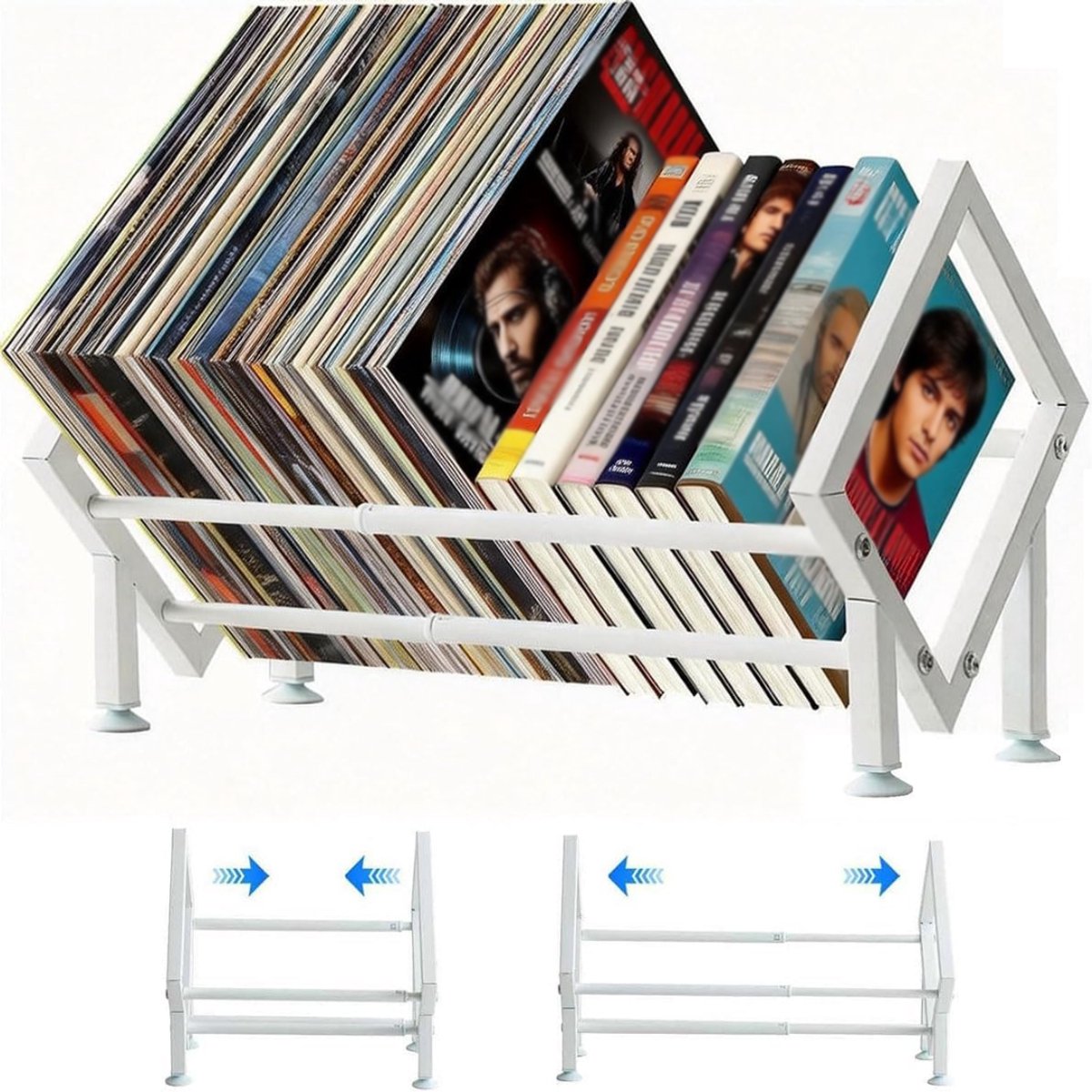 SNJY® LP Opbergsysteem - Vinyl Houder - Platenrek - 20D x 45,5B x 27H cm - Wit