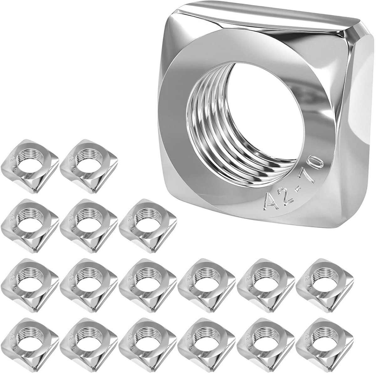 Dailygoods - 20 Stuks Roestvrijstalen M8 Vierkante Moeren voor Bevestigingsprojecten