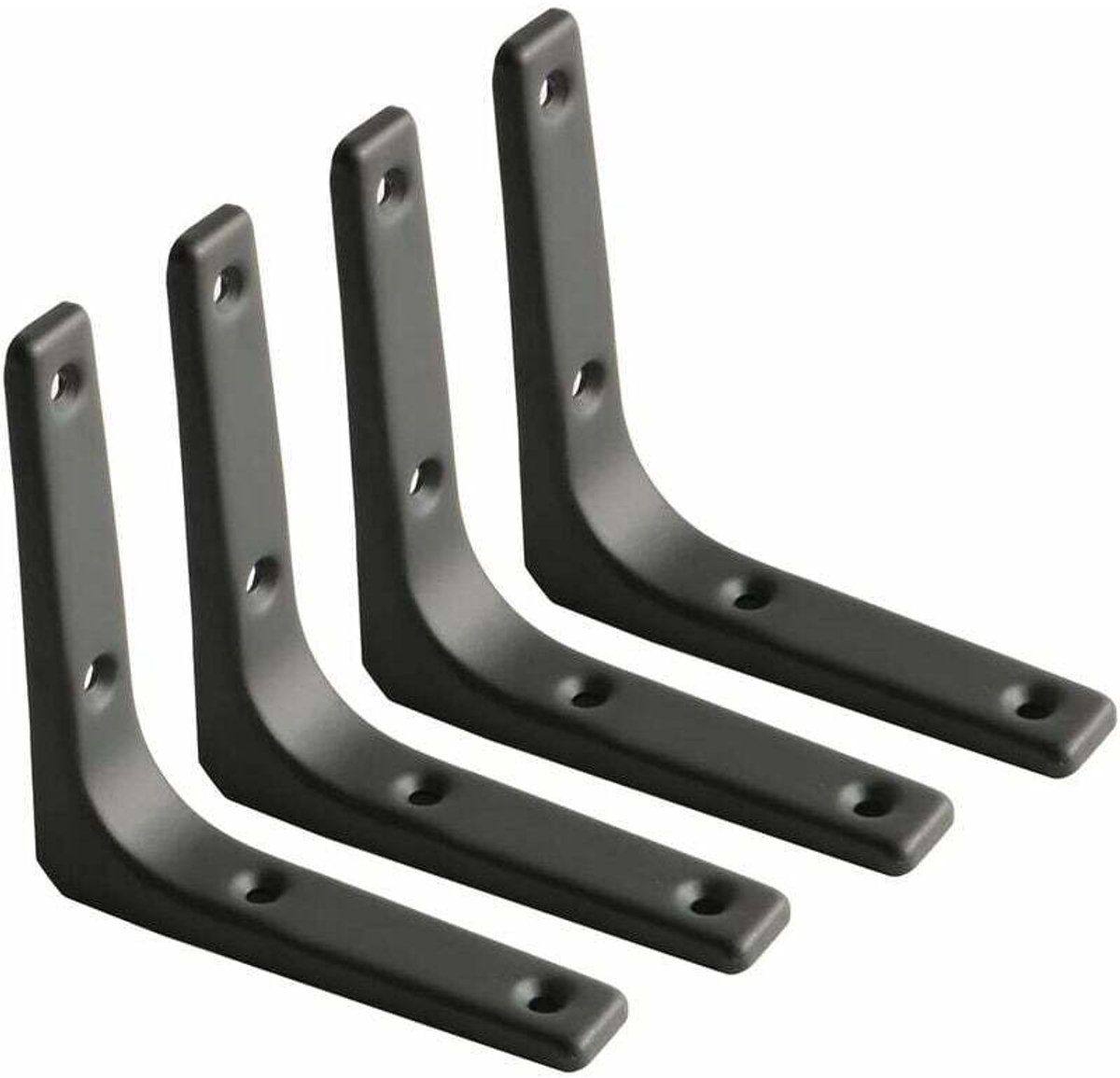 Wandbeugel opbergrek, matzwartegeschikt vooralen beugel, decoratievegeschikt vooralen steun keukenrek, robuuste beugel, 100 mm x 100 mm, 4 stuks
