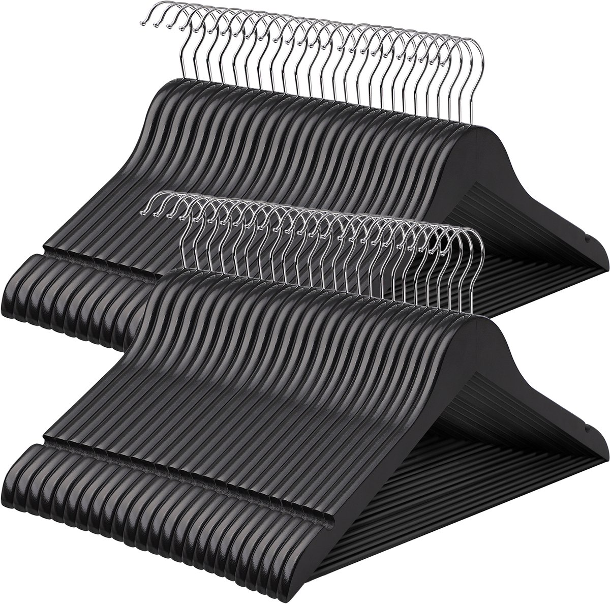 SONGMICS - Kledinghangers - Houten Set van 50 - Massief Hout - Antislip - 360° Draaibare Haak