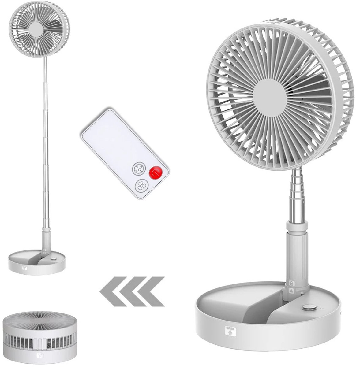 ITRONIQ Draadloze Tafelventilator Met Afstandsbediening – Oplaadbare Statiefventilator Inklapbaar en Stil – USB Ventilator