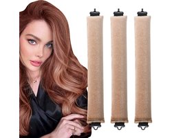 OKWISH Haarkrullers & -rollers - Heatless Curling Rod Set Met Slaap Haar Kruller - Lazy Curling Hair Tool Voor Gezonde Krullen Zonder Hitte - Doek - Khaki