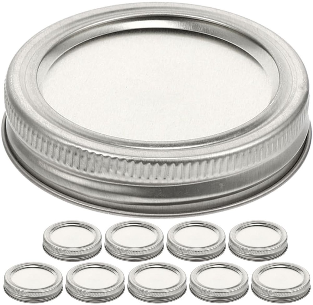 Dailygoods - Dailygoody - Inmaakdeksels - Herbruikbare dekselringen - Duurzaam en praktisch - Zilver - Metalen deksels - Geschikt voor inmaakpotten - 10 stuks