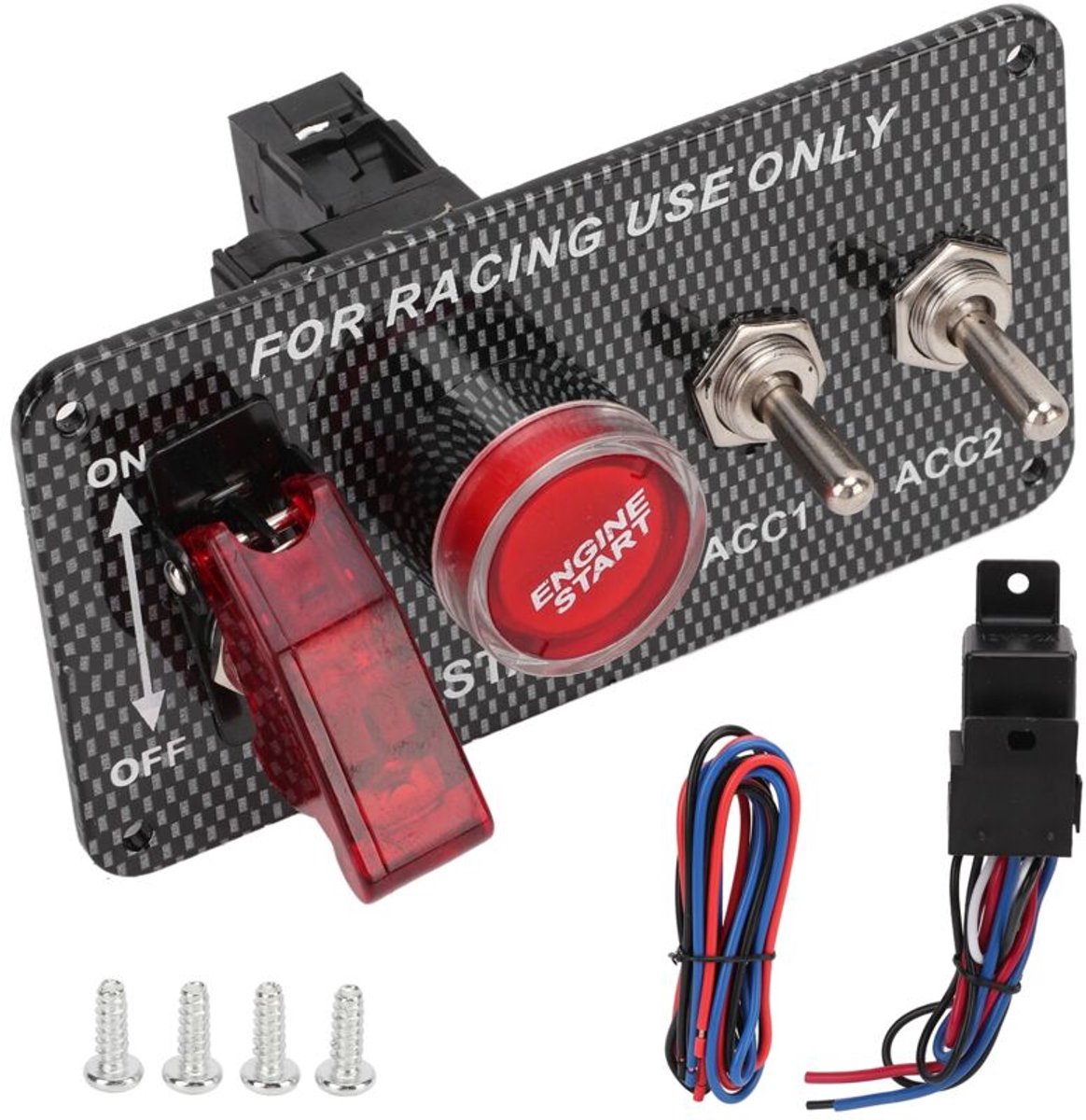 Sportief contactslotpaneel, snelstartschakelaar van koolstofvezel, aluminiumlegering, multifunctioneel raceauto's.
