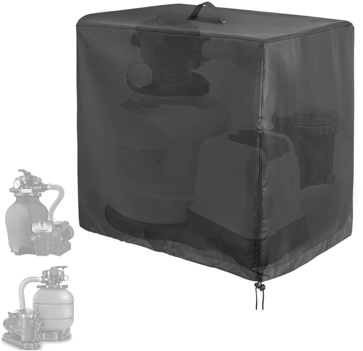 Zwembadafdekking Geschikt voor INTEX zwembadpomp-zandfiltersystemen, afmetingen 84x61x86 cm, biedt bescherming tegen zon, stof en water. Andere geschikte maten zwembadafdekkingen zijn ook verkrijgbaar.