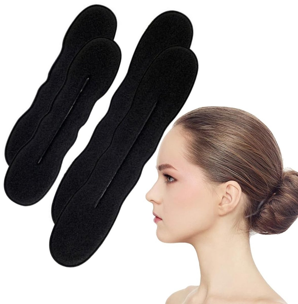 Dailygoods - Cosensi - Dailygoods - Dailygoody - Set van 4 donuts - Haaraccessoires - Ideaal voor kapsels - 2 kleine en 2 grote - Modelleergereedschap - Geschikt voor vrouwen, meisjes en