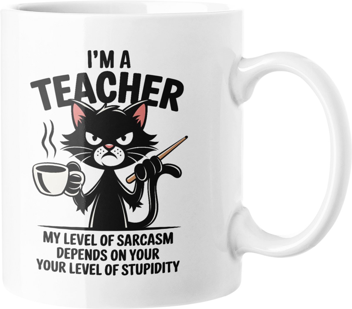 Grappige Leraar Sarcasme Mok, Leuke Kat Koffiekop, Cadeau voor Docent, Professor Bedankje