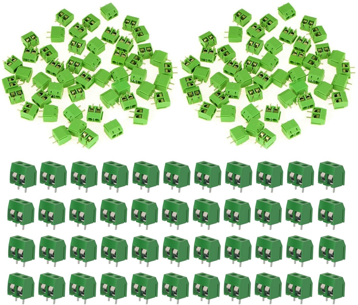 Dailygoods - 160 Stuks Groene 2-Pins PCB Mount Schraafklemmen met Schroevendraaier