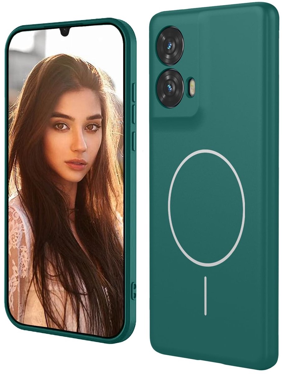 Dailygoods - Magnetisch Hoesje voor Smartphone met Microfiber Voering - Donkergroen